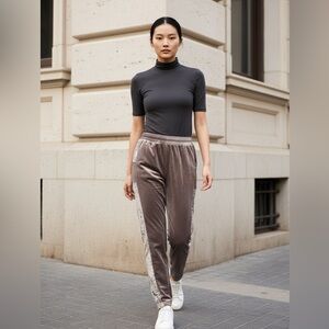 Easel Women's Velvet Joggers in Deep Purple